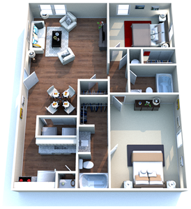 Two Bedroom / Two Bath - 1,000 Sq. Ft.*